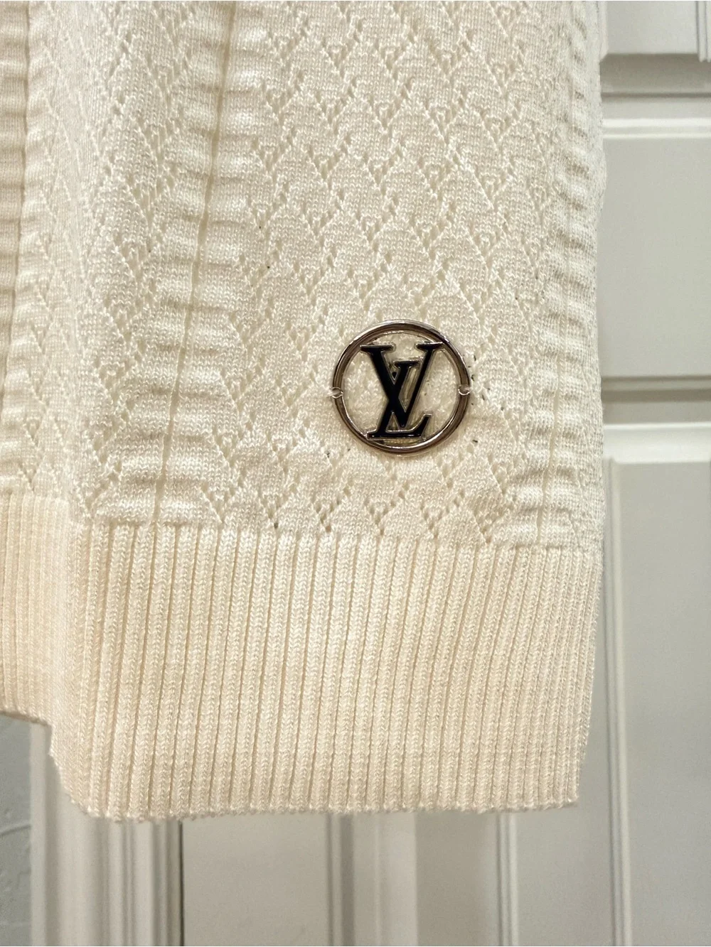 Louis Vuitton Cream Short Sleeve Zip-Front Knit Polo - Picture 3 of 7